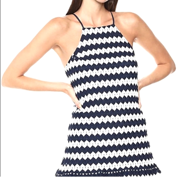 Trina Turk Dresses & Skirts - NWT Trina Turk Navy & White Zig-zag Mini dress, Size S